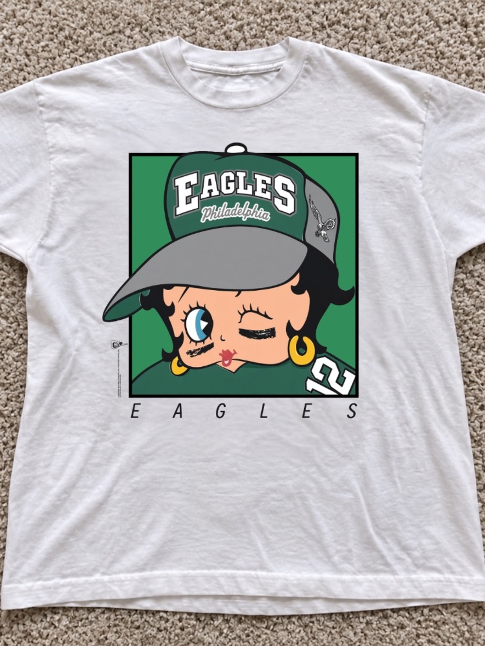 Philadelphia Eagles Betty Boop Football Vintage White T-Shirt